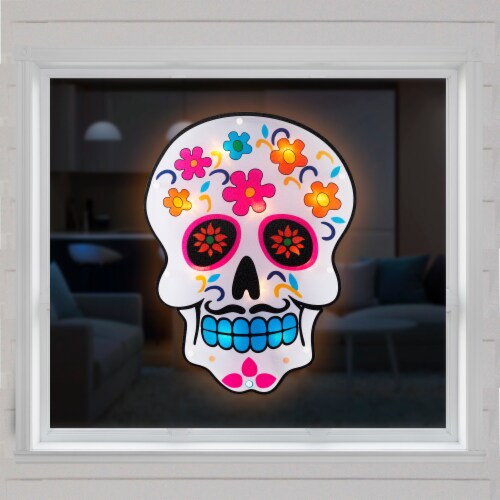 Northlight 15 Lighted Day of the Dead Sugar Skull Halloween Window Silhouette Decor Perspective: top