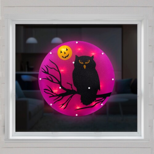 Northlight 13.75 Lighted Owl Halloween Window Silhouette Perspective: top