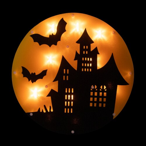 Northlight 13.75 Lighted Haunted House Halloween Window Silhouette Decoration Perspective: top