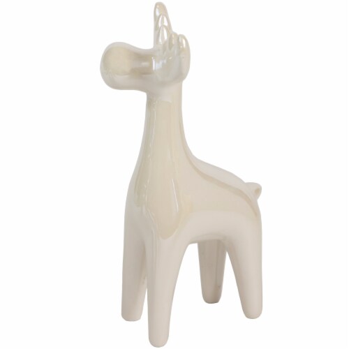 Northlight 5.5 Pearlized Cream Ceramic Moose Christmas Figure Perspective: top