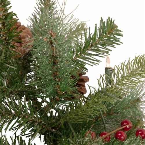 Northlight 9' x 12 Pre-Lit Snowy Waterloo Pine Artificial Christmas Garland - Clear Lights Perspective: top