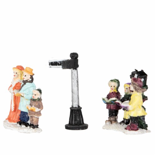 Northlight 9-Piece Santa and His Carolers Christmas Village Display Set Perspective: top