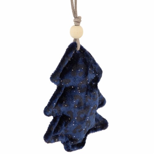 Northlight 4  Blue and Black Cheetah Print Velvet Tree Christmas Ornament Perspective: top