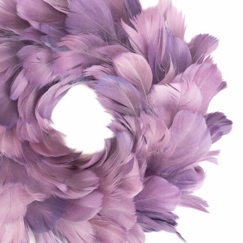 Northlight Layered Feather Christmas Wreath - 10 - Purple - Unlit Perspective: top