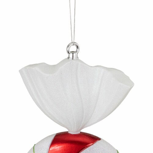 Northlight 18  Red Pinwheel Candy with Iridescent Glitter Shatterproof Commercial Christmas Perspective: top