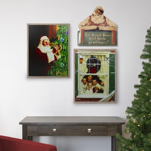 Northlight 12.5 Norman Rockwell 'No Christmas Problem Now' Tin Wall Art Perspective: top