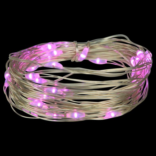 Northlight 50-Count Pink LED Micro Fairy Christmas Lights - 16ft, Copper Wire Perspective: top
