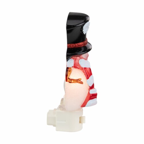 Northlight 6 Festive Snowman in Black Top Hat Christmas Night Light Perspective: top