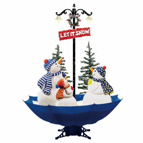 Northlight 5.5ft Lighted Musical Snowing Let it Snow Snowmen in Umbrella Base Christmas Perspective: top