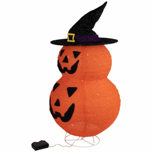 Northlight 34 Spooky Town Jack-O-Lanterns in Witch's Hat Outdoor Halloween Decoration Perspective: top