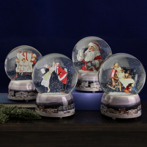 Northlight 6.5 Norman Rockwell 'Santa and His Helpers' Christmas Snow Globe Perspective: top