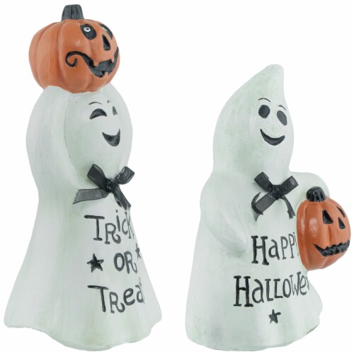 Northlight Set of 2  Happy Halloween  and  Trick or Treat  Ghost Decorations 7.75 Perspective: top