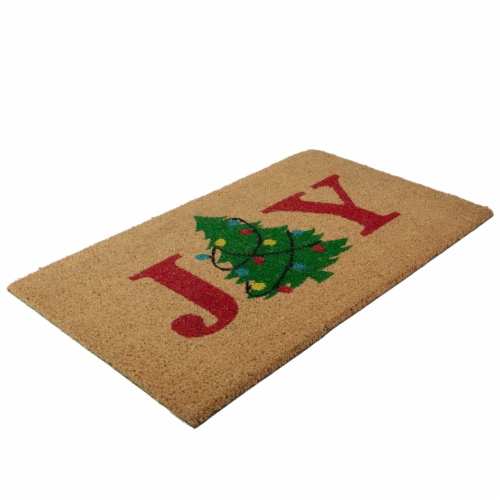 Northlight Natural Coir Joy Christmas Tree Doormat 18 x 30 Perspective: top