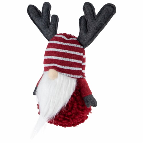 Northlight 12  Red and White Gnome with Antlers Christmas Decoration Perspective: top