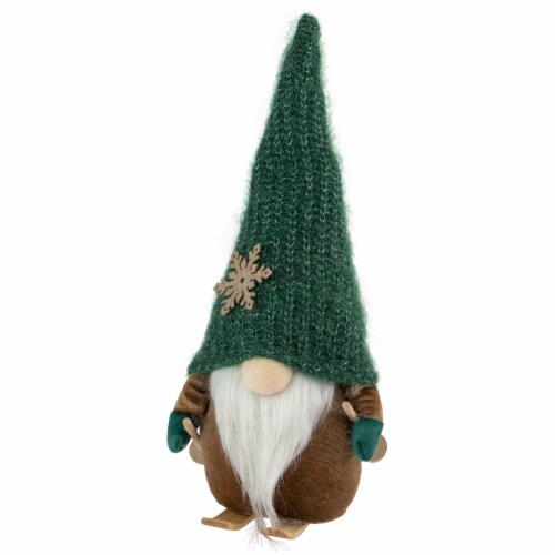 Northlight 12.5  Skiing Gnome with Green Knit Hat Christmas Decoration Perspective: top