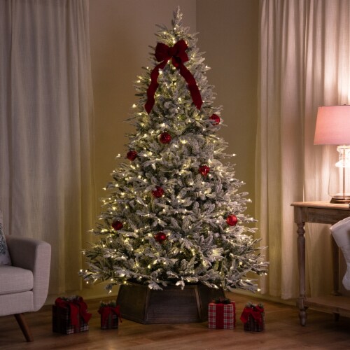 Northlight Real Touch™ Elite Pre-Lit Flocked Yukon Pine IPT Artificial Christmas Tree - 9' Perspective: top