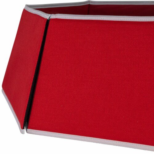 Northlight 26 Red Burlap with Reindeer Hexagonal Christmas Tree Collar Perspective: top
