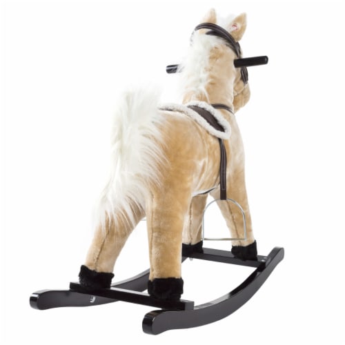Happy Trails 80-BF009 Rocking Horse Plush Animal on Wooden Rockers - Brown Perspective: top