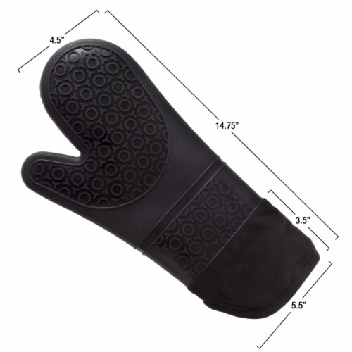 Silicone Oven Mits Extra Long Professional Quality Heat Resistant with Quilted Lining and Perspective: top