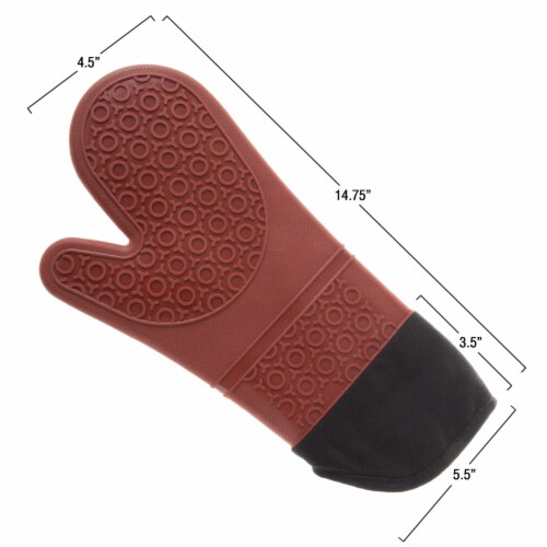 Silicone Oven Mits Extra Long Professional Quality Heat Resistant with Quilted Lining and Perspective: top
