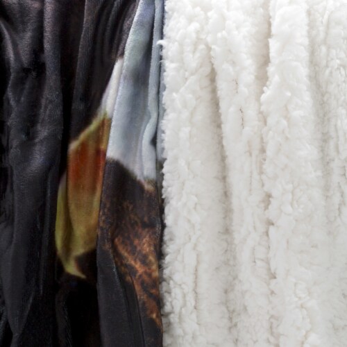 Fluffy Plush Throw Blanket 50 x 60 Inch - American Flag Bald Eagle Print, Lightweight Perspective: top