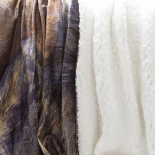 Fluffy Plush Throw Blanket 50 x 60 Inch - Wolf Print Lightweight Hypoallergenic Bed or Couch Perspective: top