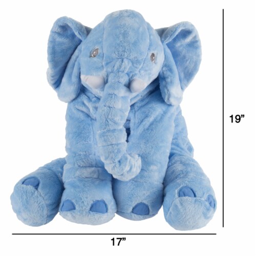 Happy Trails 80-SUM-170336 Elephant Stuffed Animal Plush Toy, Blue Perspective: top