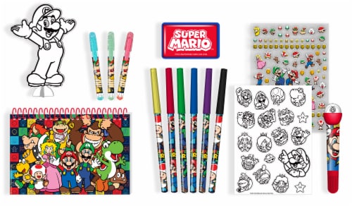  Innovative Designs Mario Brothers Super Mario Deluxe Activity  Set with Carrying Tin, Coloring Sheets, Tattoos, Stickers, & Art Supplies :  Toys & Games