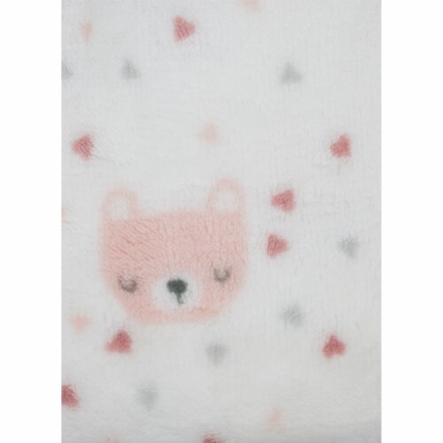 chick pea Plush Bear Baby Blanket Set - Pink Perspective: top