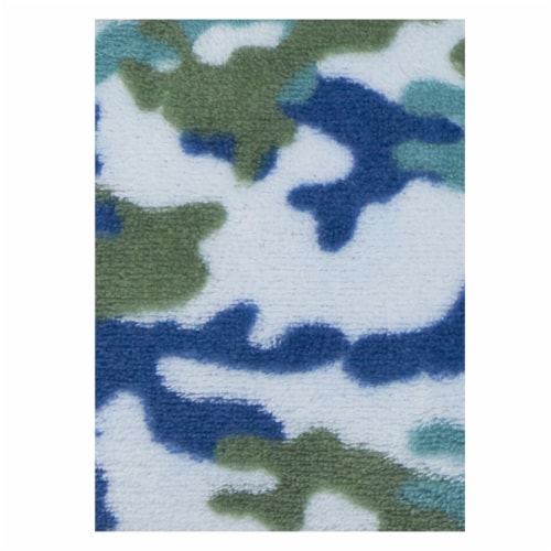 Cutie Pie Camo Print Plush Baby Blanket - Blue Perspective: top