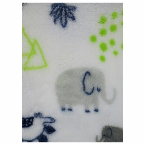 Cutie Pie Dino Print Plush Baby Blanket - Grey Perspective: top