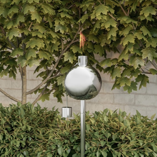 Outdoor Torch Lamp 45 Inch Patio/Backyard Stainless Steel Fuel Canister Flame Light for Perspective: top