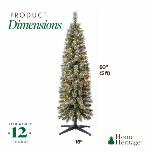 Home Heritage 5 Ft Pre Lit Stanley Cashmere Pencil Pine Christmas Tree