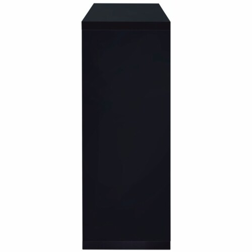 Enticing Rectangular Bar Unit With 2 Shelves And Wine Holder, Black Perspective: top