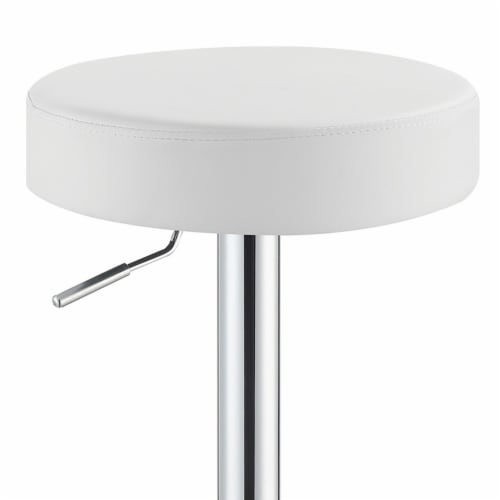Benzara Classy Backless Adjustable Height Barstool - White Perspective: top