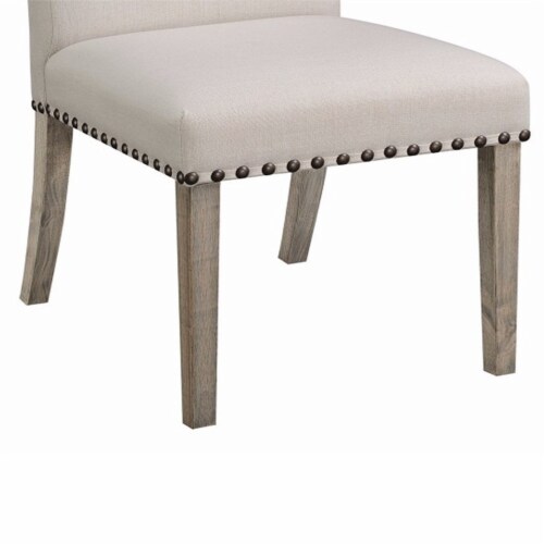 Benjara 19.5  Contemporary Wood Rolled Back Dining Chairs in Beige (Set of 2) Perspective: top