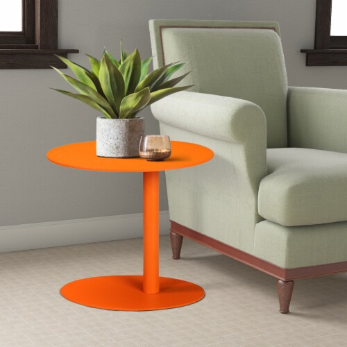 Orange metal outdoor side table discount