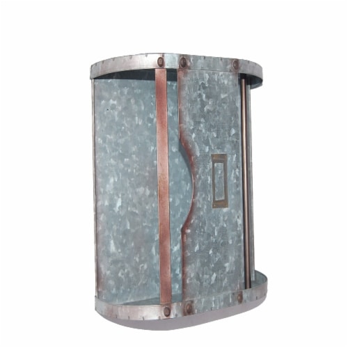 Benzara Galvanized Metal Bathroom Caddy - Gray Perspective: top
