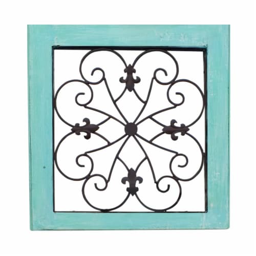 Benzara Traditional Mango Wood Framed Wall Panel - Green/Brown Perspective: top