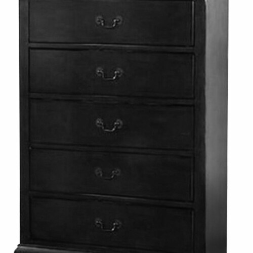 Traditional Style Wooden Chest With Five Drawers, Black, 1 Kroger