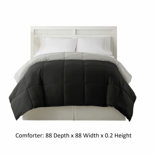 Genoa Queen Size Box Quilted Reversible Comforter The Urban Port, Black