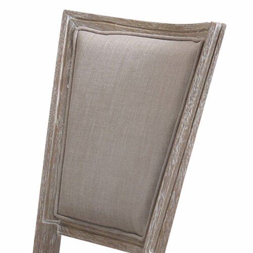 Wooden Chair With Fabric Upholstered Seating, Set Of 2, Gray And Brown Perspective: top