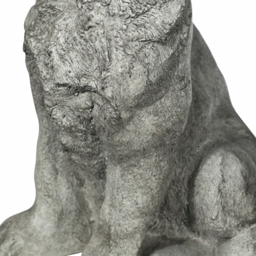 Saltoro Sherpi Border Terrier Dog Fiberstone Figurine in Sitting Position, Distressed Gray Perspective: top