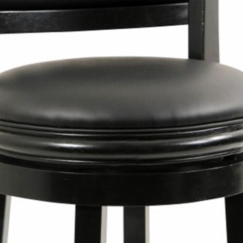 Round Wooden Swivel Counter Stool with Padded Seat and Back, Black- Saltoro Sherpi Perspective: top