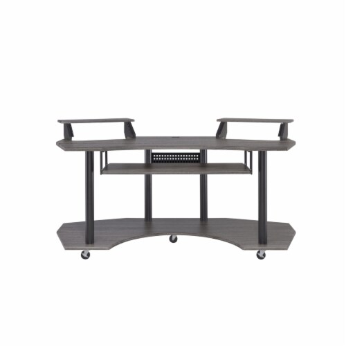 Contemporary Computer Desk with Keyboard Tray and Open Bottom Shelf