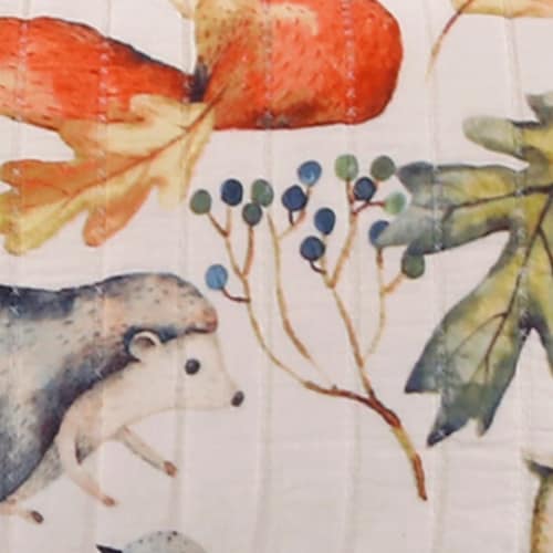 36 x 20 Inches King Size Pillow Sham with Fox and Owl Print, Multicolor Perspective: top