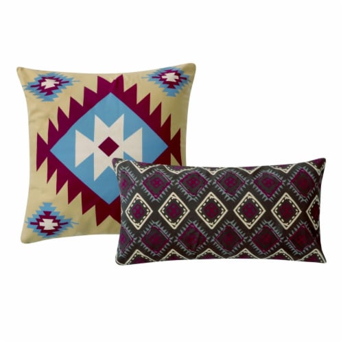 Striped Cotton Twin Quilt Set with 1 Sham and 2 Pillows, Multicolor Perspective: top