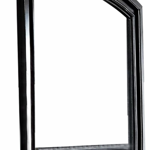 Traditional Style Wooden Frame Dresser Mirror with Curved Top, Black Perspective: top