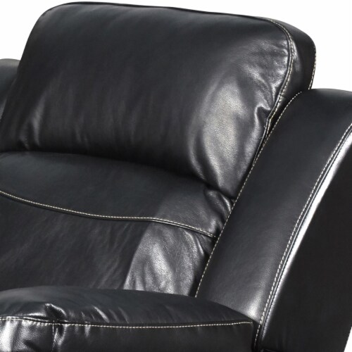 Wooden Gliding Reclining Chair with Pillow Top Armrests, Black Saltoro