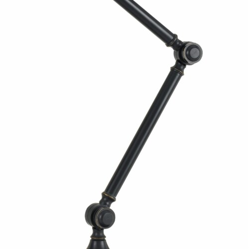34 Inch 7 Watt LED Desk Lamp, Adjustable Metal Arm, 600 Lumen Output, Black- Saltoro Sherpi Perspective: top